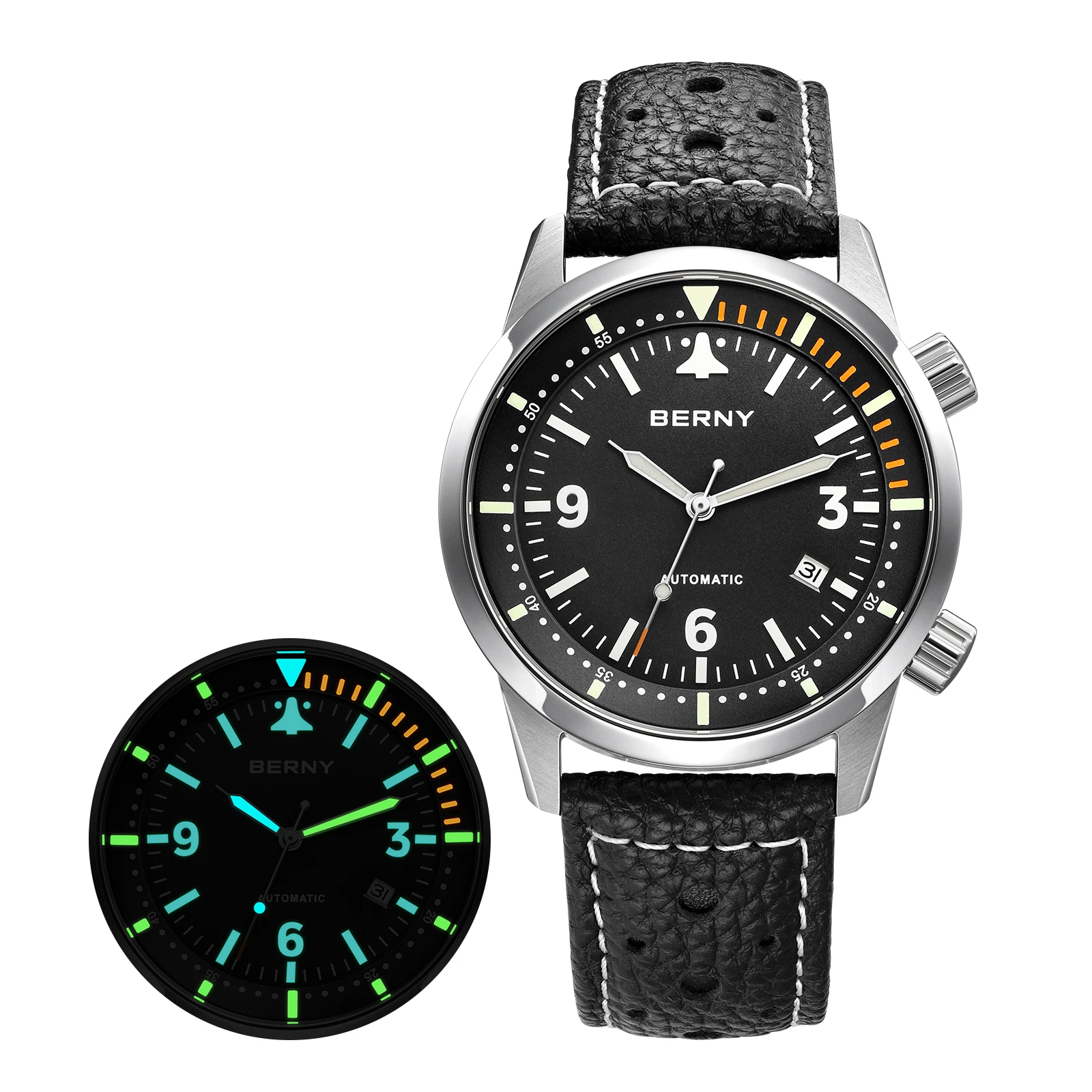 BERNY Automatische Herrenuhren, Top-Qualität, 20 ATM, 316L, leuchtender Saphir, AR-Beschichtung, Original ST1612, luxuriöse, modische Herren-Armbanduhr