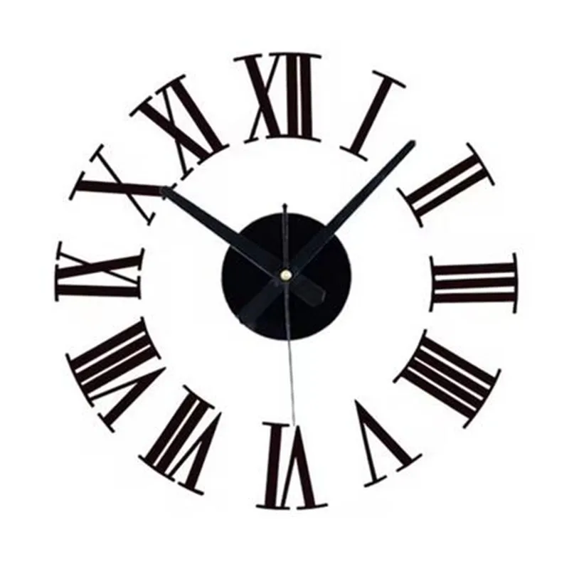3D Acrylic Digital Wall Clock Roman Numerals Design Mirror Wall Clock Fashion Large Round Wall Clock DIY Self Adhesive Clocks