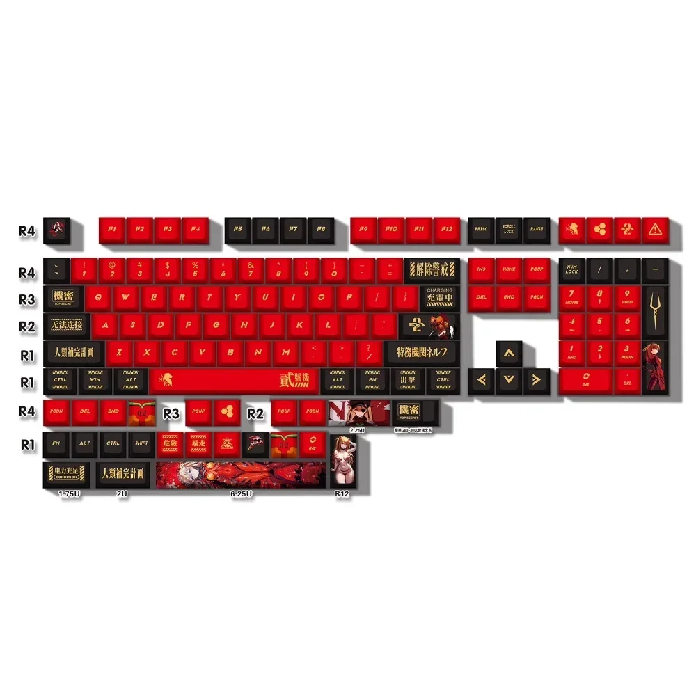 Imagem -05 - Teclas Originais de Anime para Teclado Mecânico Teclas de Sublimação de Tinta 132 Teclas Cereja Eva01 Ayanami Rei Asuka Langley Soryu