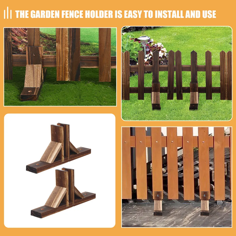 3Pcs Wood Garden Fence Base Durable Support Holders for Small Fence Outdoor Indoor Anti-Tipping Fixing Stands Border Edging