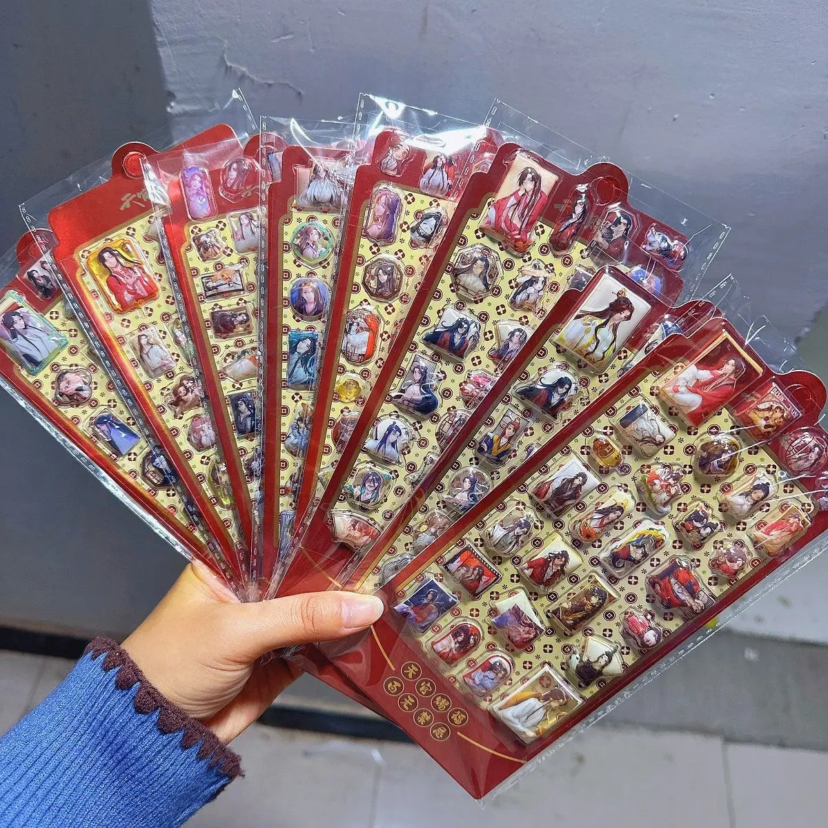 Random 8Pcs Heaven Official's Blessing 3D Stickers Xie Lian Hua Cheng Crystal Relief Decals for Children Hand Account Decor