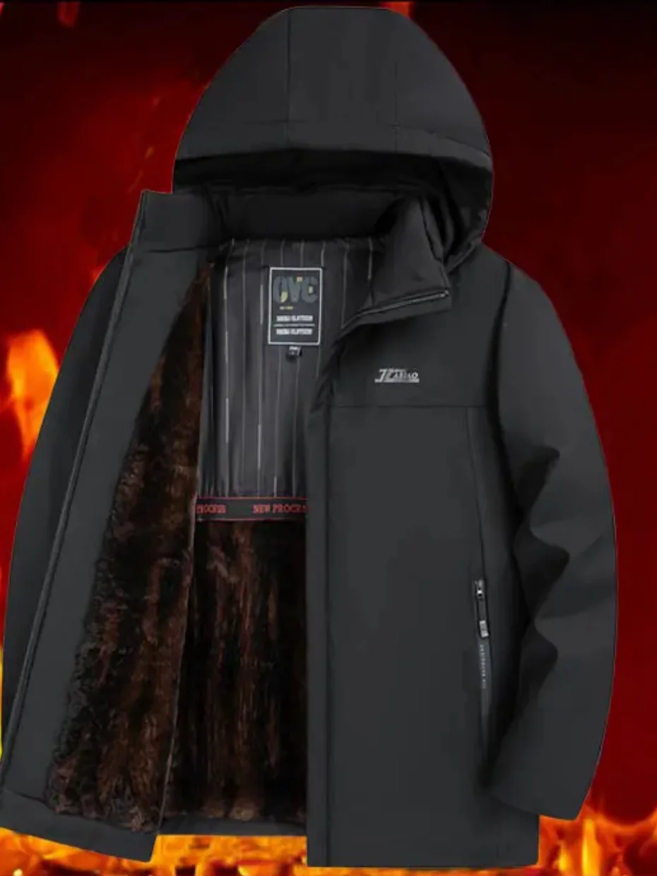 

Men's Winter Thiened Warm down Cotton Jaet Middle-Aged And ly Fathers' Fce-Lined Loose Busin Casual Sle Coat