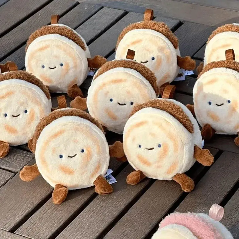 Muñeco de peluche con colgante de pan creativo Shaanxi Anwen, recuerdo, regalo para parejas, muñeco de pan de hamburguesa chino lindo con forma de patty de carne