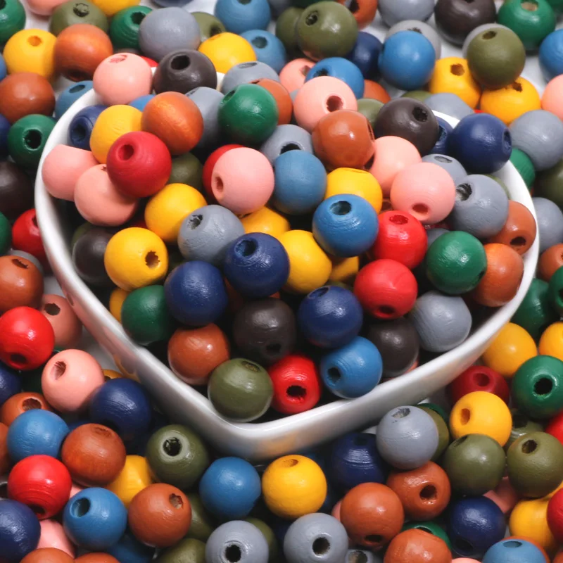 200-50pcs 8/10/12mm Colorful Natural Wooden Beads Round Spacer Wood Loose Beads For Jewelry Making Diy Bracelet Necklace Craft