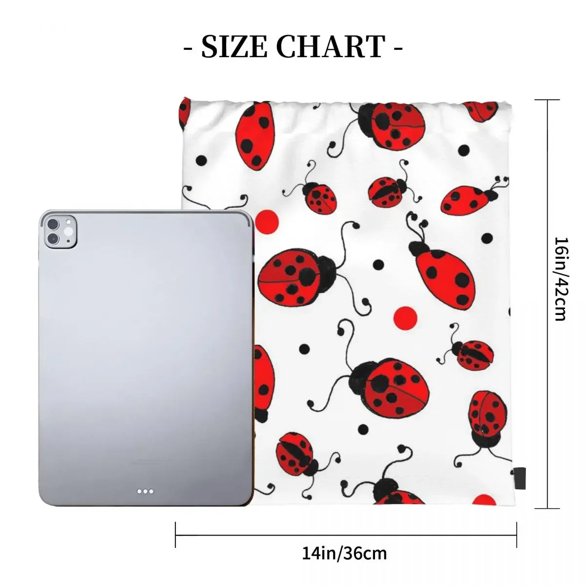 Ladybug Pattern Backpacks Casual Portable Drawstring Bags Drawstring Bundle Pocket Storage Bag BookBag For Travel Students