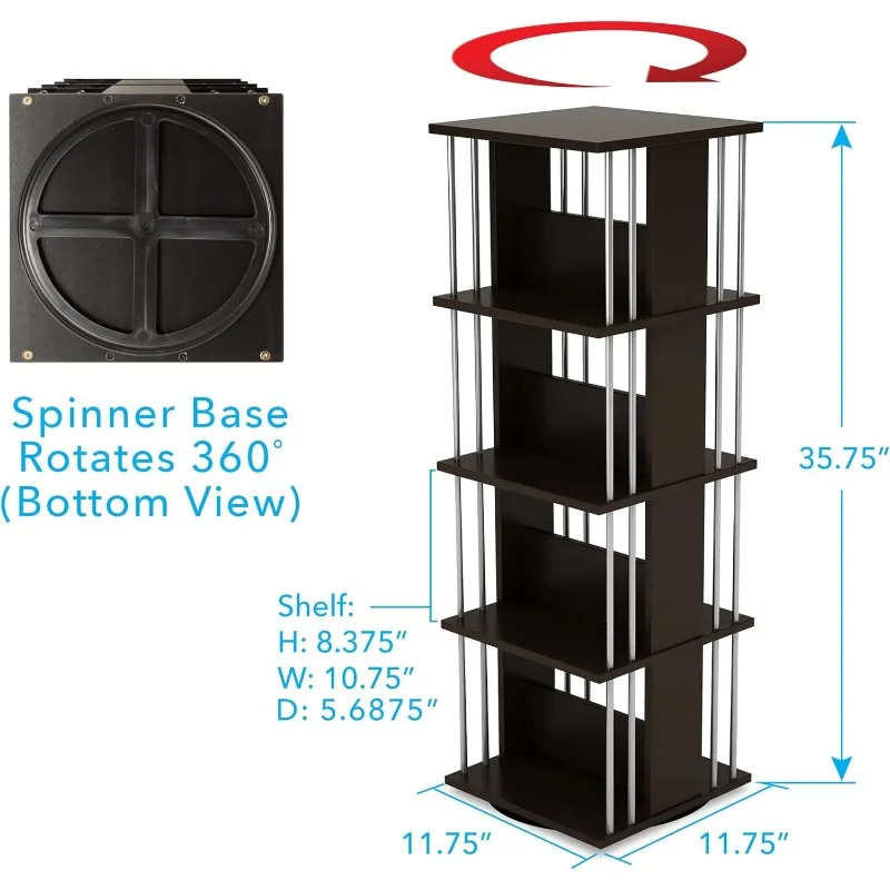 Typhoon Media Storage Spinner, Engineered Wood, Space-Saving 360-Degree Rotation, Organize & Protect Prized Media