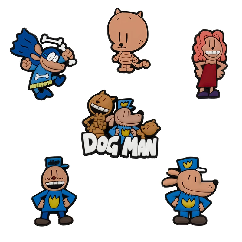 Cute DIY 6Pcs/Sets Dog Man Cartoon series shoe Accessories Sneakers Shoe Decoration for Women Men Christmas Gift Alligator