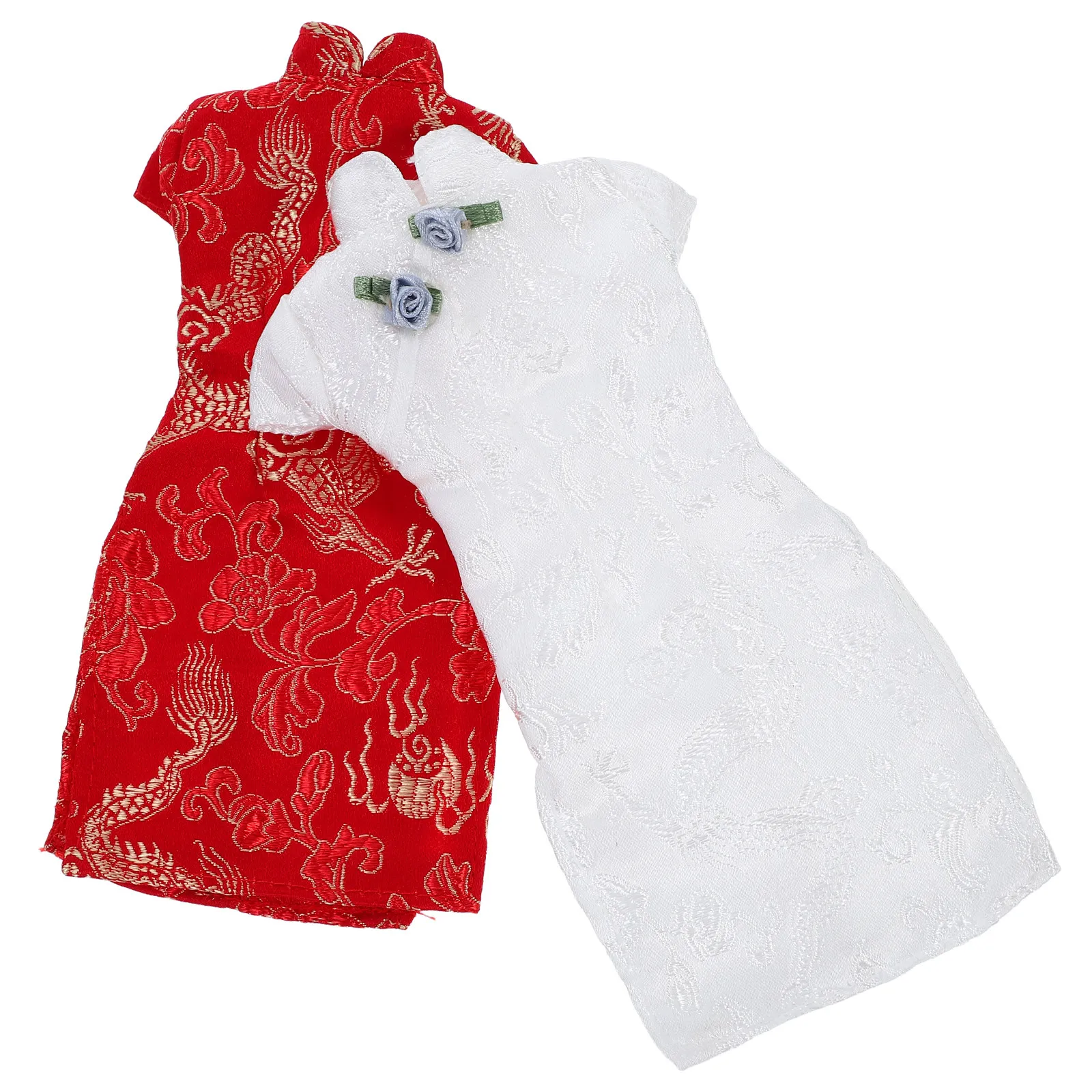 2Pcs Girls Cheongsam Dress Clothes Soft Material Reusable Replacement Wear Resistant Decorative Costume Dressing Costume