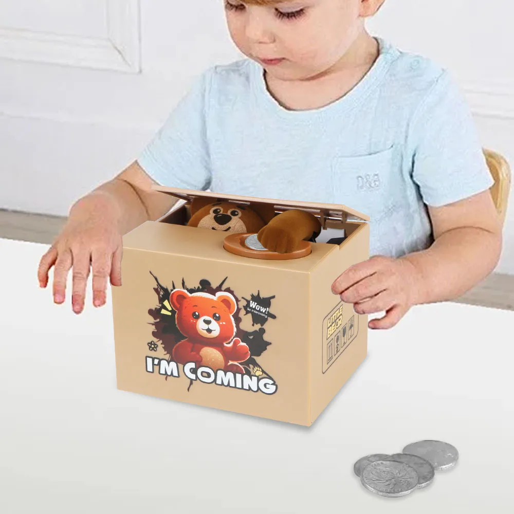 Action Figure Toys Stealing Money Box with Music Toy Automated Coin Bank Kids Gift Electronic Money Saving Box Coin Piggy Bank