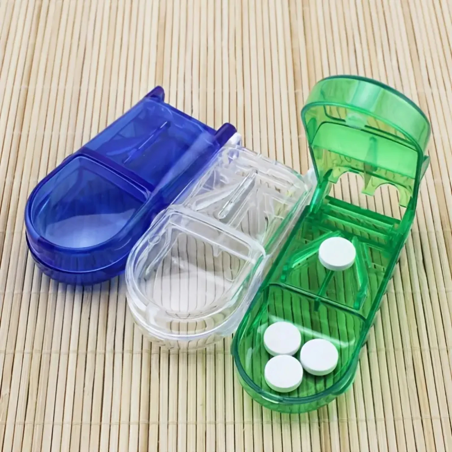 

Portable and convenient 1pc Pill Cutter with sharp Blade and practical Compartment Storage Box for efficient Home Medicine Stora