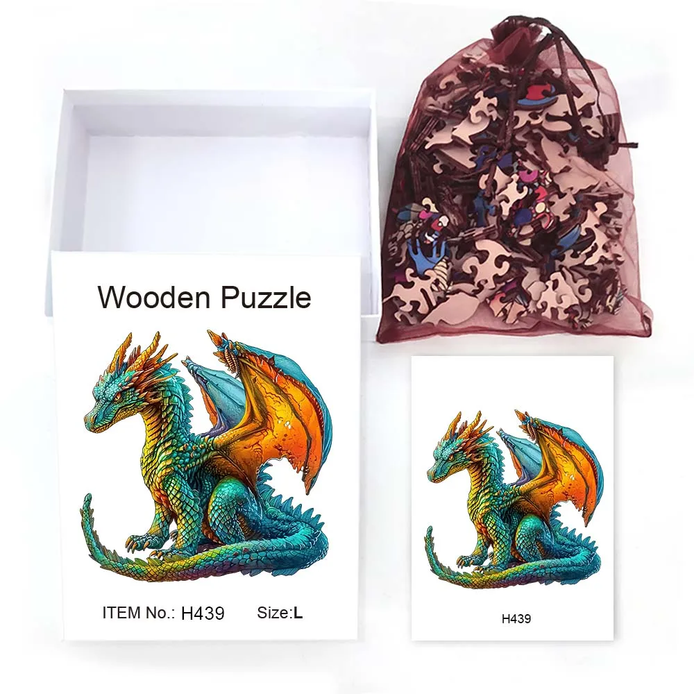 Wooden jigsaw puzzle exquisite gift irregular animal pterosaur shape jigsaw personalized senior unique gift