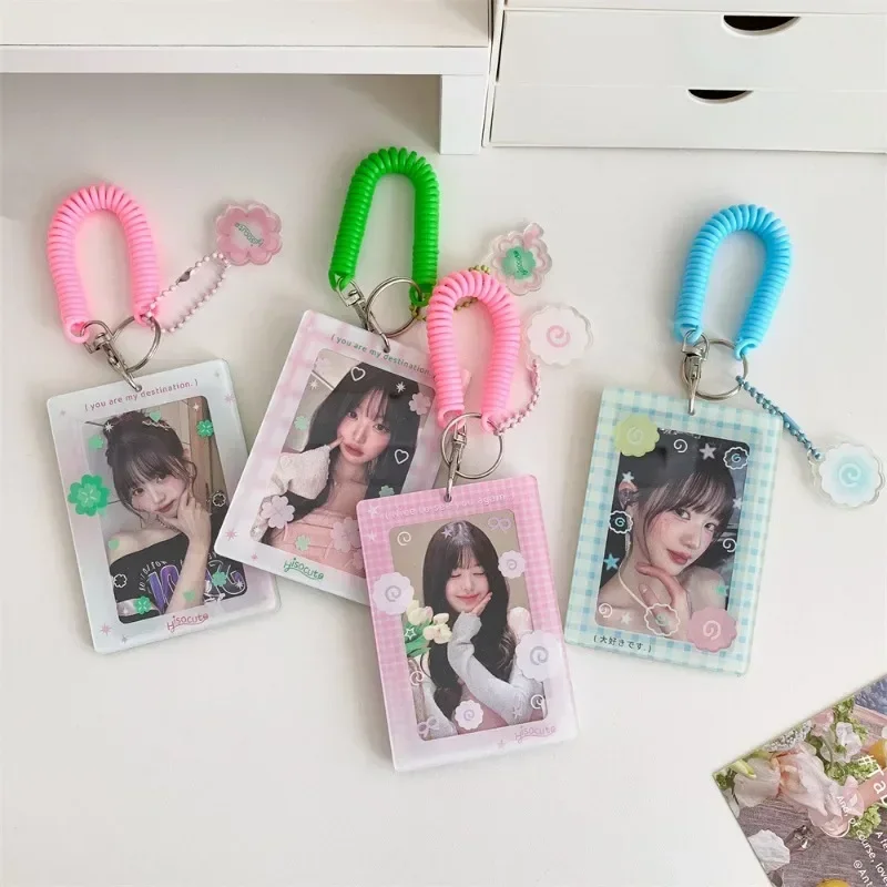 3 Inch Creative Design Kpop Photocard Holder Sweet Student ID Card Protector with Keychain Lanyard Friend Photo Card Cover Case