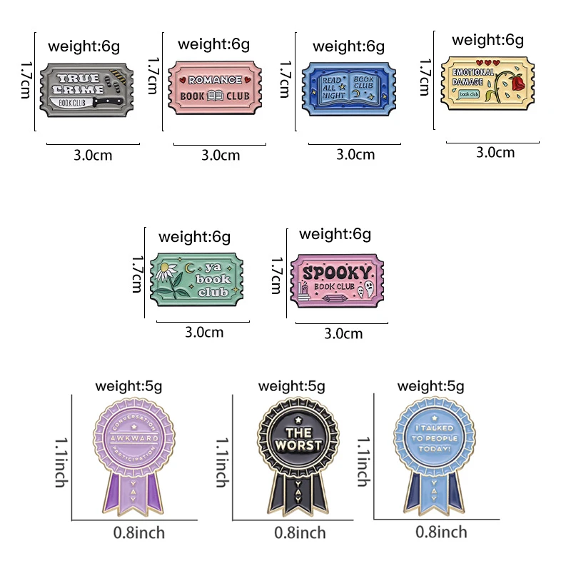 Creative Cartoon Ticket Text Geometry Medal Oil Drop Lapel Brooch Badge Pin Denim Bag Gift Men Women Fashion Jewelry Accessories