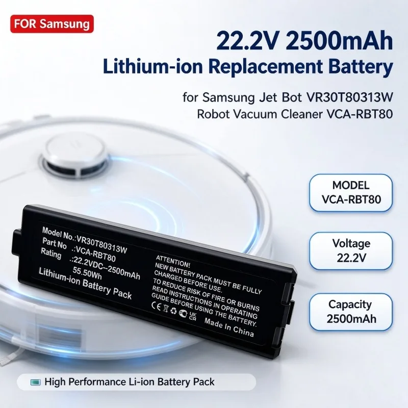 22.2V 2500mAh Lithium-ion Replacement Battery for Sam-sung Jet Bot VR30T80313W Robot Vacuum Cleaner VCA-RBT80
