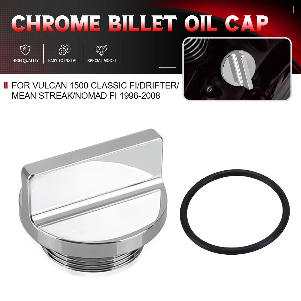 For Kawasaki Vulcan 1500 Classic FI/Drifter/Mean Streak/Nomad FI 1996-2008 Motorcycles CNC Chrome Billet Oil Filler Cap Cover