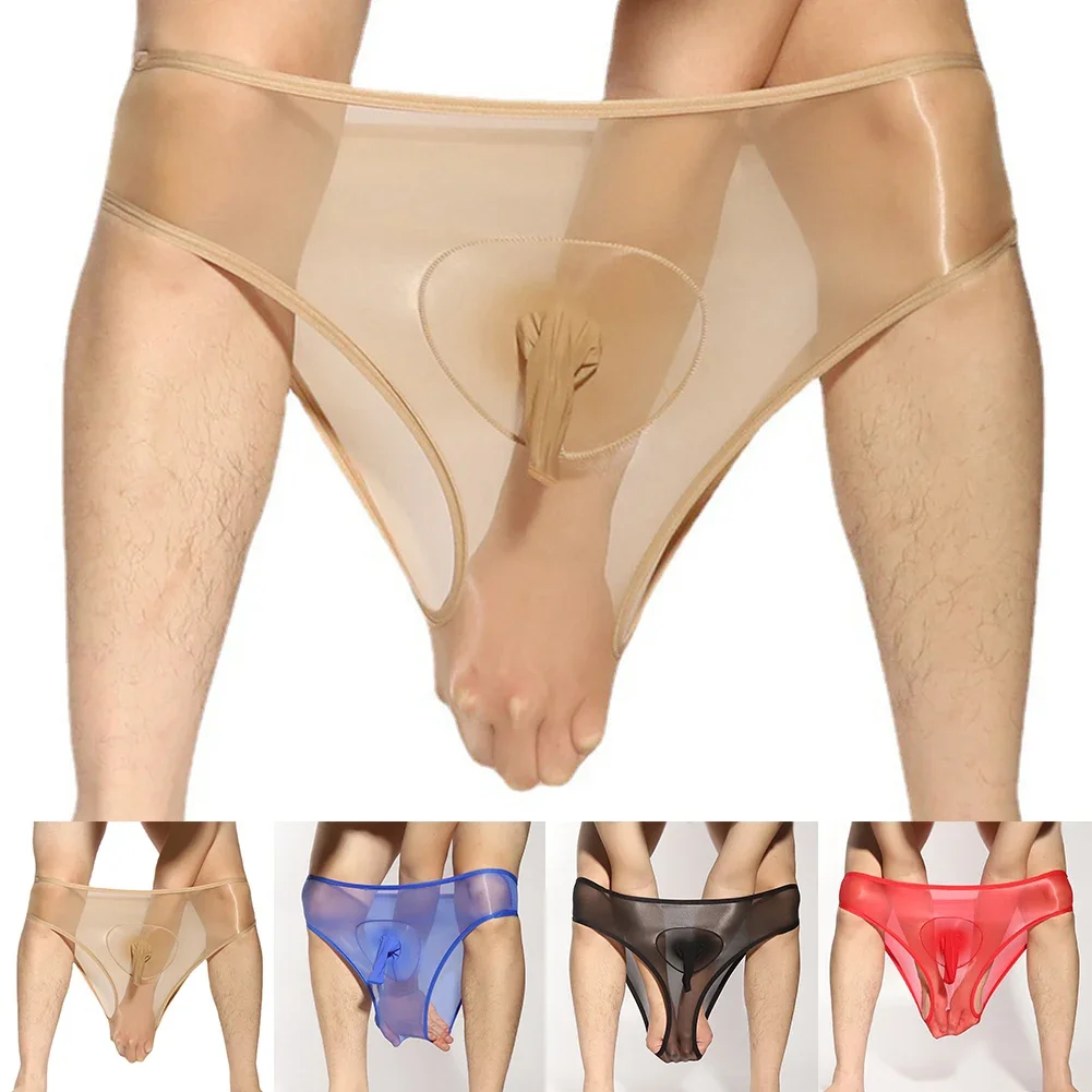 Sexy Mens JJ Sleeve Briefs Sissy Erotic Lingerie See Through Pantyhose Panties Sheer Thong Bikini Underwear Seamless Underpants