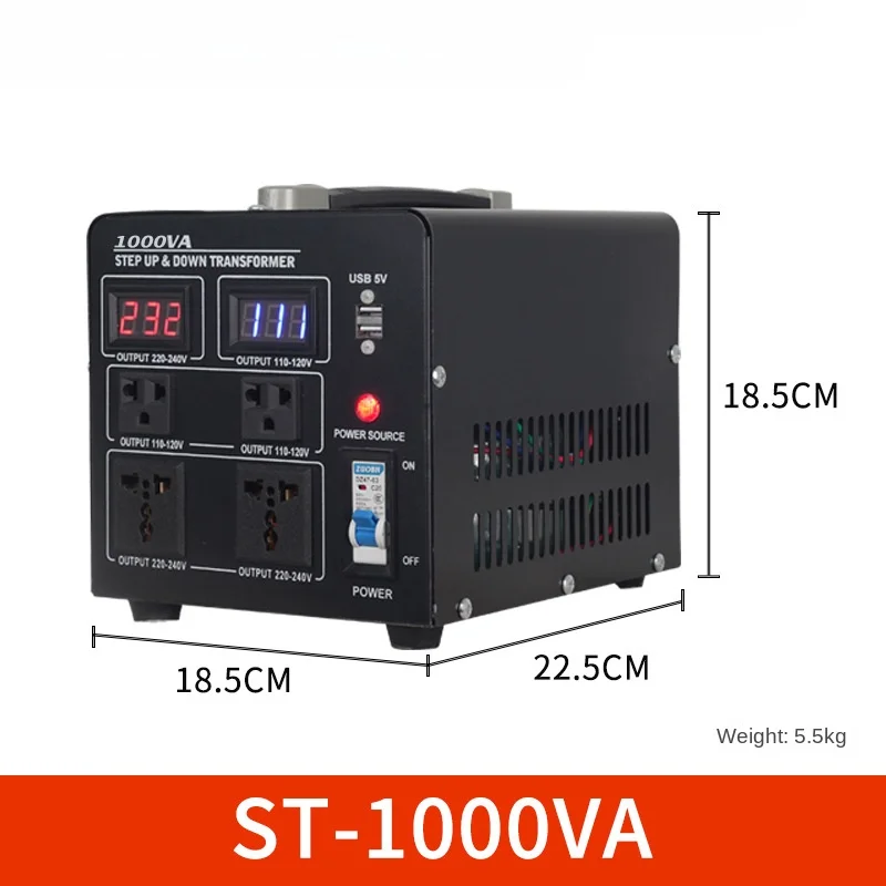 محول جهد VFD تصعيد وتنحي 220 فولت إلى 110 فولت و110 فولت إلى 220 فولت، 1000 وات - 5000 وات، كفاءة 95% من النوع الجاف