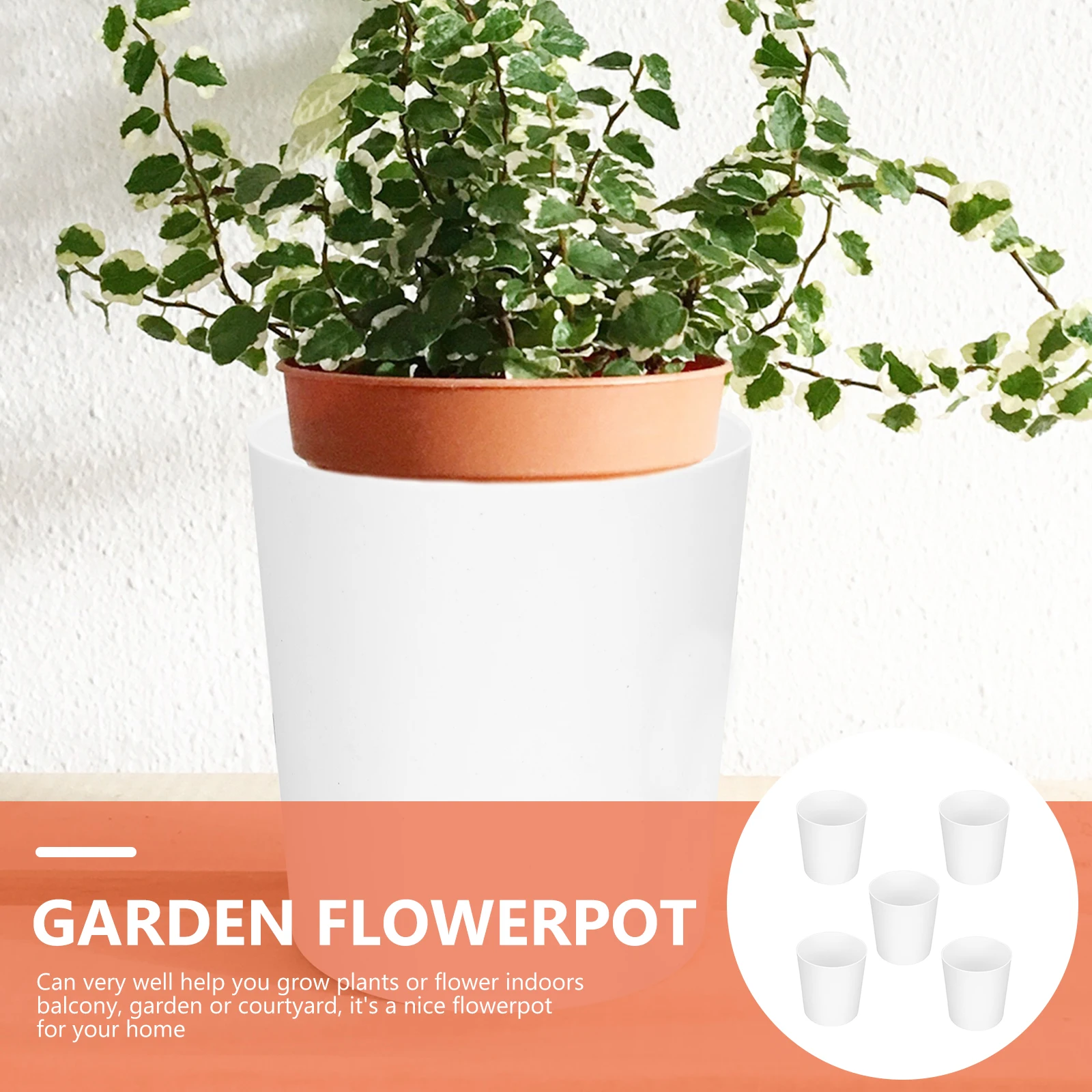 

5pcs Creative Flower Pot Set Durable ABS Lightweight Indoor Gardening Plants Nursery Pots Plastic Flowerpots Small Accessories