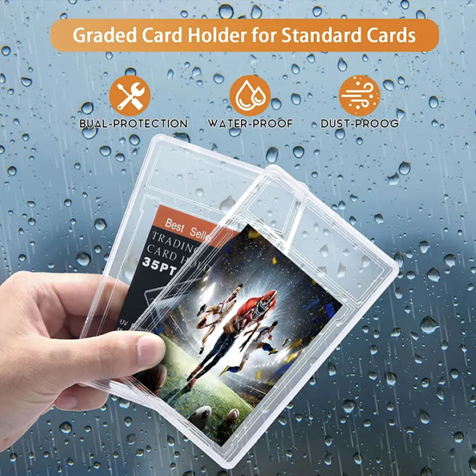 35pt Pocket Monster Cards Slab Protector Sleeves Holder 90x65mm Game Trading Baseball Sports Card Album Collectors Hard Binde