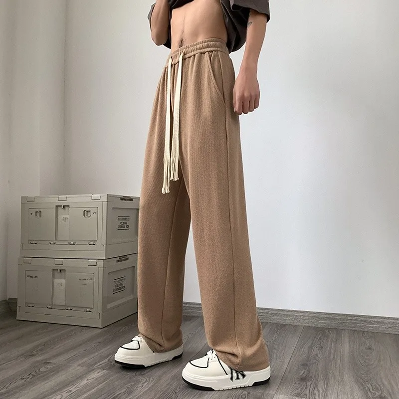 

Men's Ice Silk Drapey Straight Leg Pants Floor-Length Casual Sports Thin Loose Wide Leg Trousers Comfortable Breathable Summer