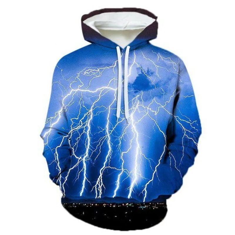 Natural Lightning Hoodies For Men 3D Printed Spring Autumn Hooded Sweatshirt Women Popular Streetwear Kids Coat Clothing