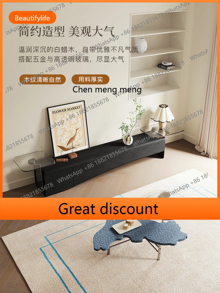 

M53 Retro home all solid wood black ash wood TV wall, medieval style