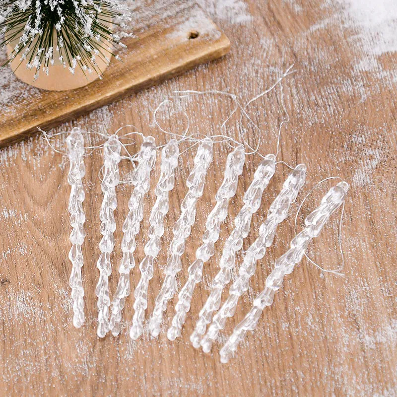 10 stücke 13 cm Simulation Eis Weihnachten Baum Hängen Klar Gefälschte Eiszapfen Anhänger Ornament Frohe Weihnachten Party Dekoration Neue Jahr 2026