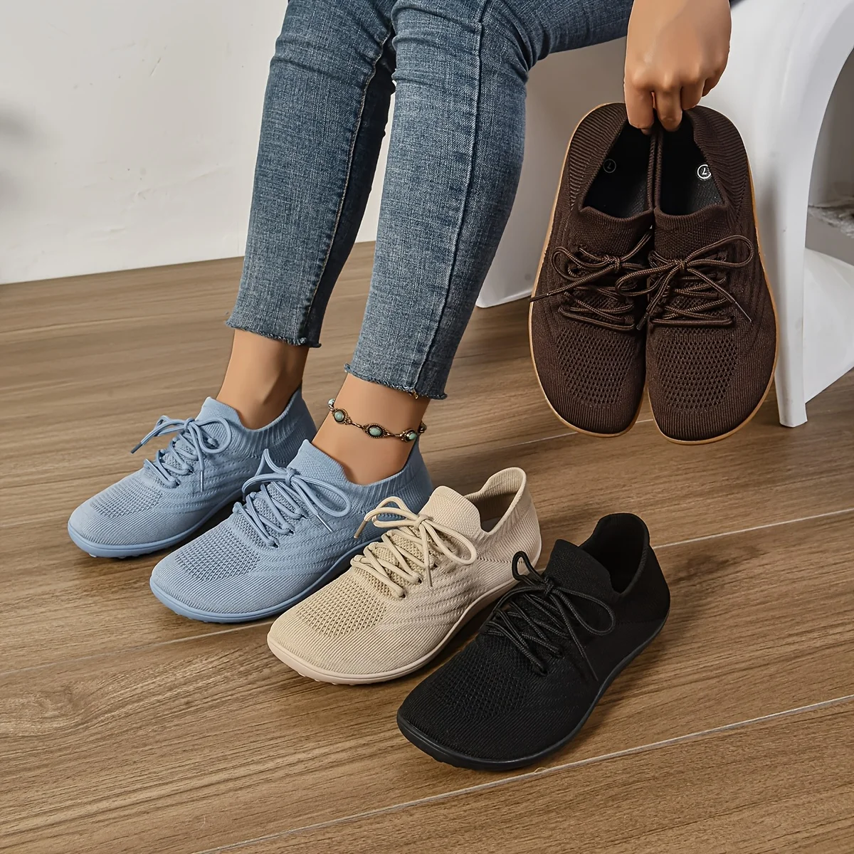 

Womens Wide Toe Box Shoes Minimalist Breathable Mesh Sneakers Flats Barefoot Walking Shoes Comfortable Casual Shoes