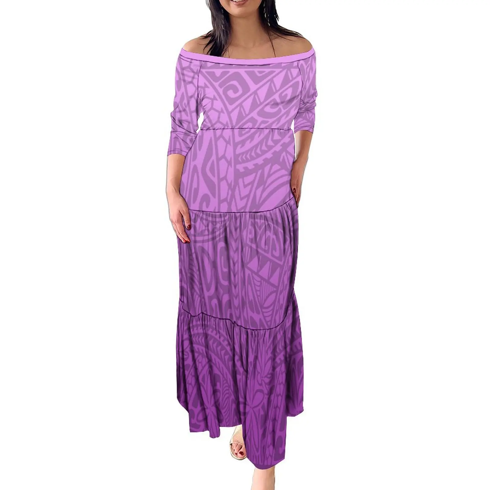 Samoa Couple Suit Matching Polynesian Men Shirt Loose Daily Hawaii Ladies Cake Dress Cute Pacific Islands Clothing Customizable