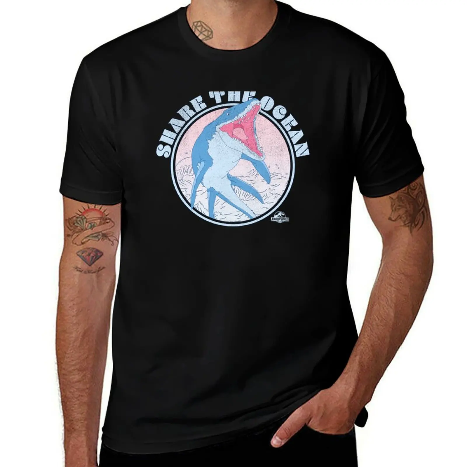 

Jurassic World: Fallen Kingdom Mosasaurus Share The Ocean T-Shirt hippie clothes graphic shirts mens vintage t shirts