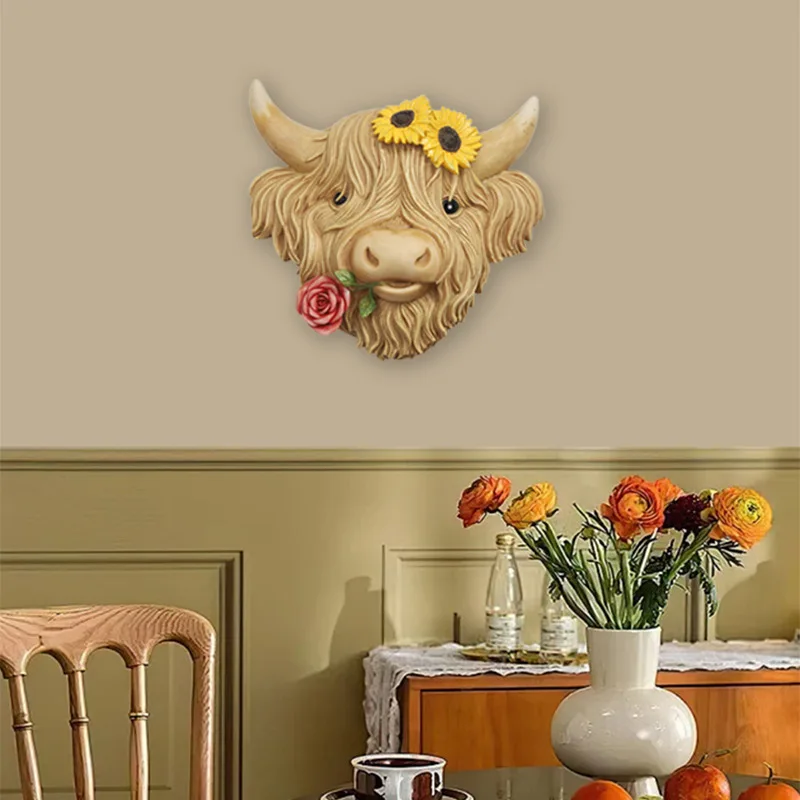 

Lucky Heights Cow Head Pendant Homestay Garden TV Wall Decoration Pendant