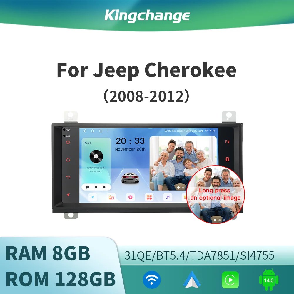 

Kingchange Android 14 7 "автомобильное мультимедийное радио стерео для JEEP Grand Cherokee 2008-2012 Carplay Auto Wi-Fi GPS 360 камера BT Navi