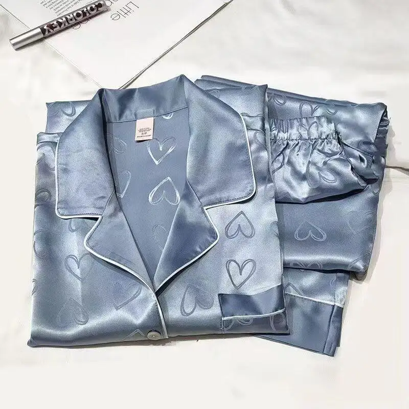 Spring Autumn New Women Simple Light Luxury Fashion Skin Friendly Comfort Casual Long Sleeved Pajamas Two Piece Home Clothes Set