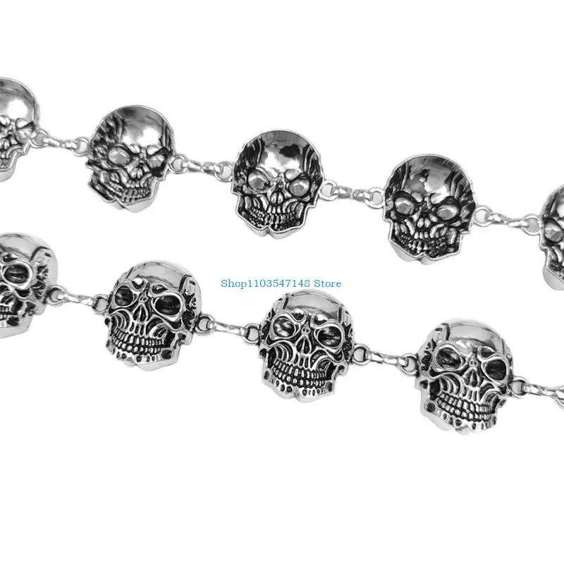 

P88B Punk Skull Chain Belt Electroplate Waist Belt Women Girl Halloween Waist Chain Subculture Chain Belt Waist Decors