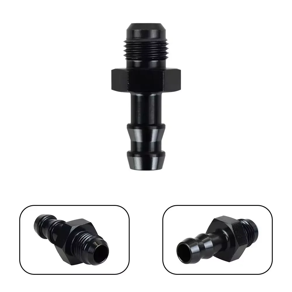 Adaptador de lengüeta de manguera negra de 6AN Flare a 3/8 "o a 5/16", Conector de lengüeta de empuje de 8AN a 1/2 "macho de línea de combustible de aluminio