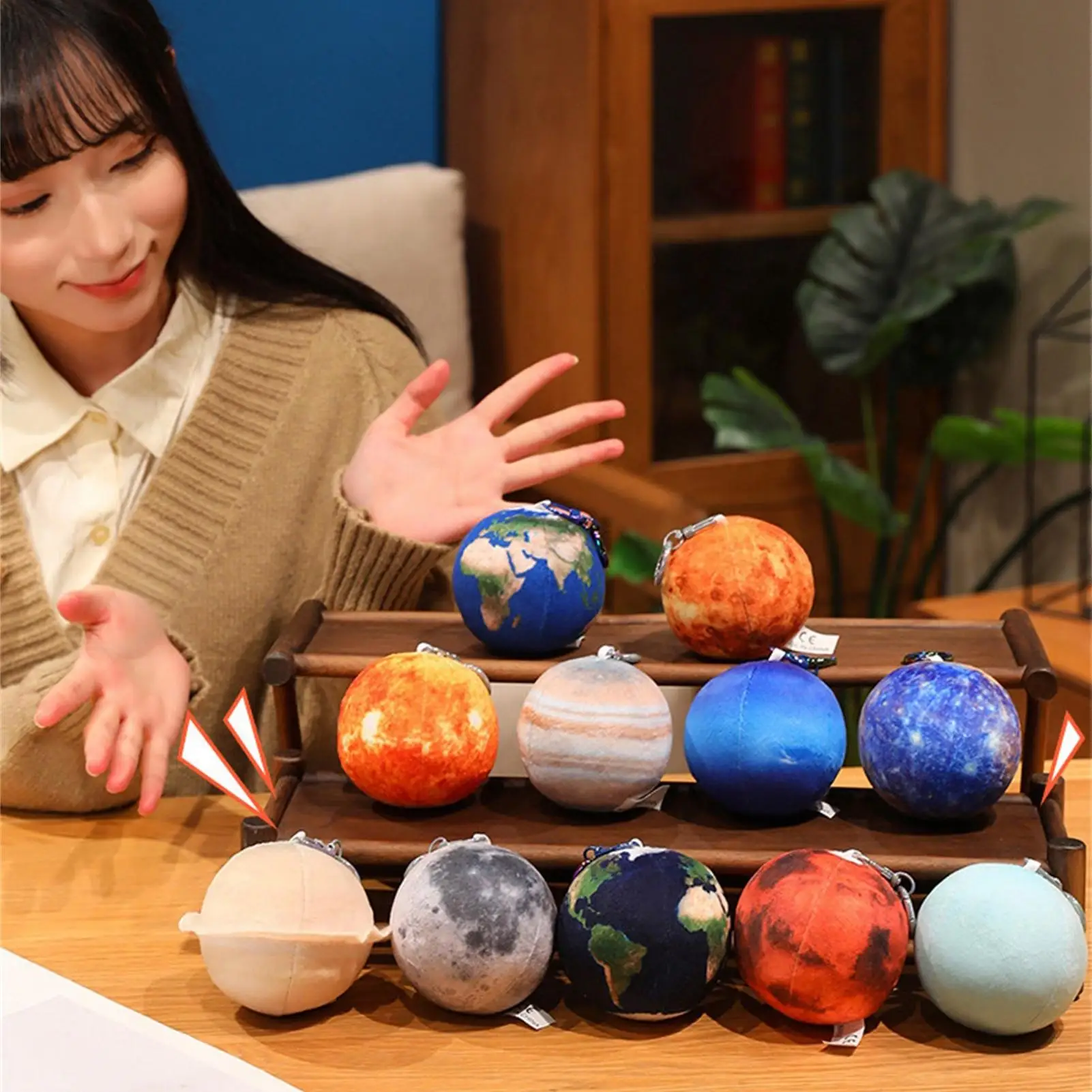 Planet Toys-sistema Solar relleno colgable de 2,95 pulgadas, adornos de planetas de felpa para bolso, monedero, joyería, billetera, mochila para mujer