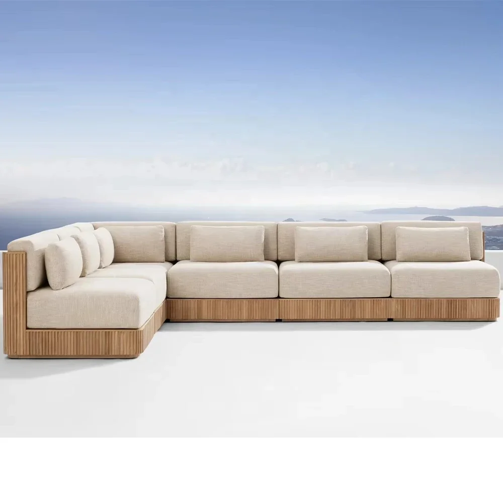 Sofa With Striped Design for Upscale Outdoor Use New Design Backyard Deck
