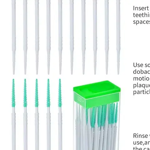 50pcs Double-end Interdental Brush Clean Between Teeth Extended Massage Disposable Silicone Toothpicks Brush