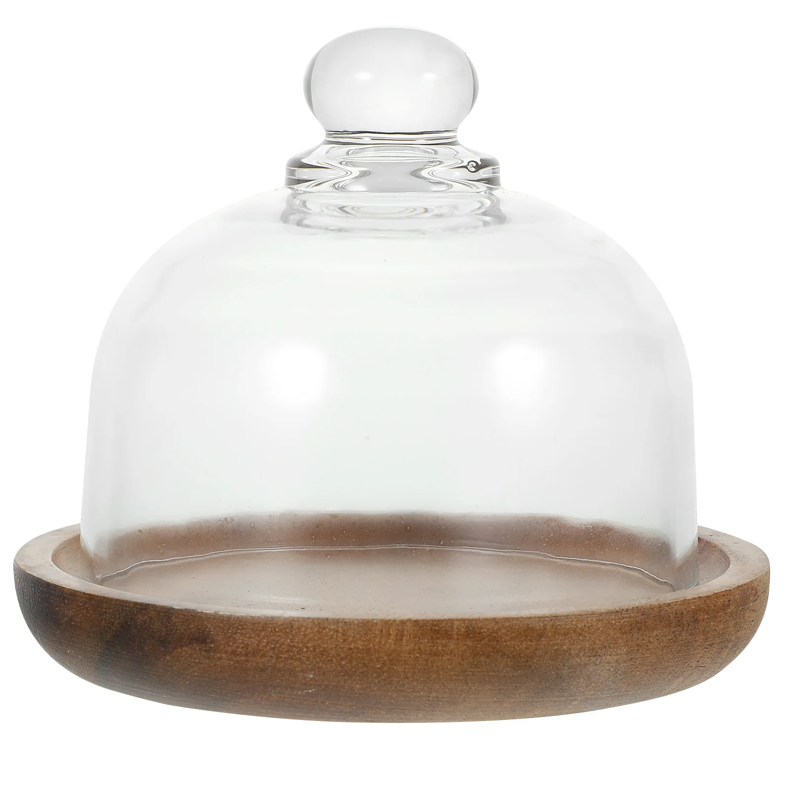 

1 Set Wooden Mini Dessert Cup Cake Tray Glass Cover Assorted Color Transparent Food Protection Party Dining Table