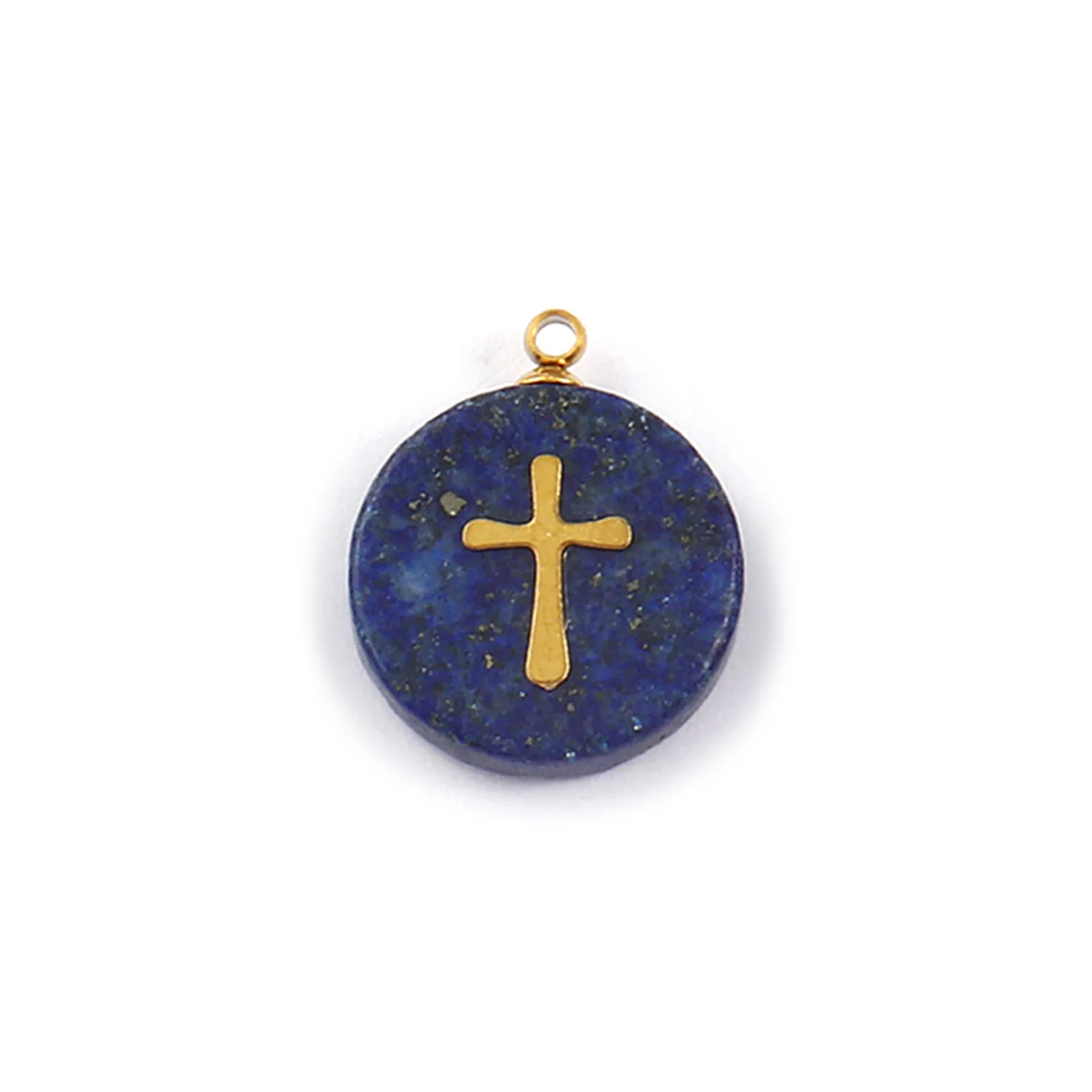 

Doreen Box 1 PC Gold Plated Stainless Steel Pendants Bule Pink Gemstone Geometric Charms for Women Earrings Necklace Making