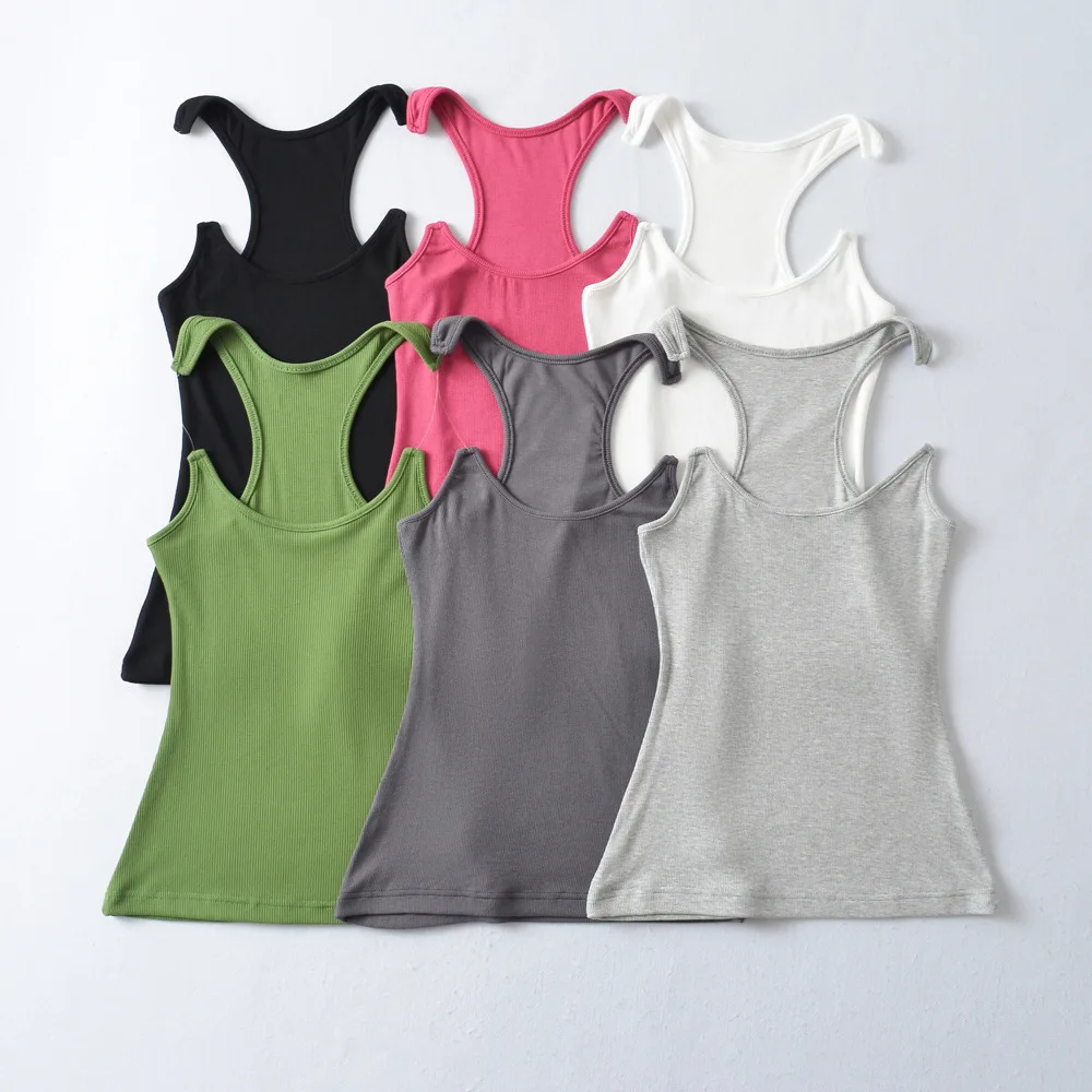 Women Ypro Ribbed Invisible Strap Tank Top Camis Tee