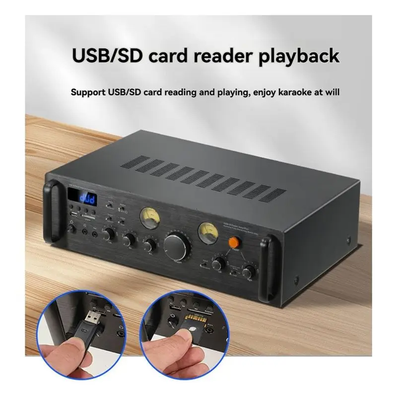 Y44A X9 HiFi Digital Bluetooth Amplifier, 100W Dynamic Screen Stereo Sound for AMP for Home Car Meeting Karaoke, US Plug, Metal