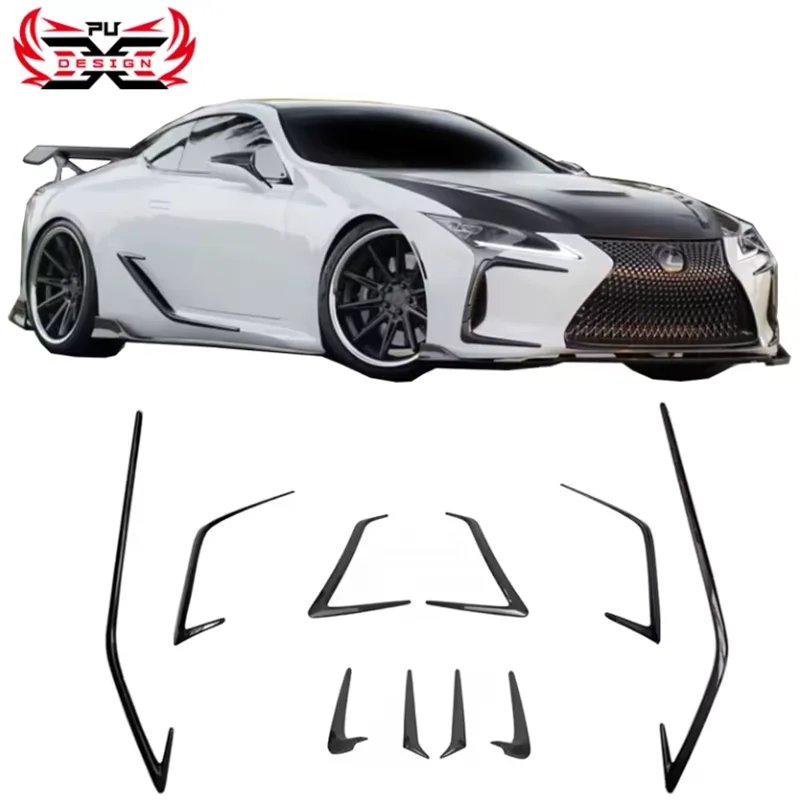 Dry Carbon Fiber For Lexus LC500 LC500H Body kit Front Bumper Front Canards Fender Door Canards Splitter