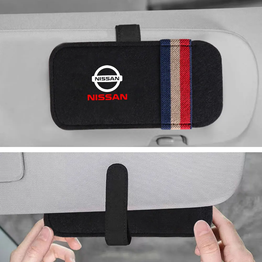 Felt Universal Car Sunglasses Organizer Bag Eyeglasses Holder Glasses Storage Clip Multifunctional For Nissan Nismo GTR 350Z