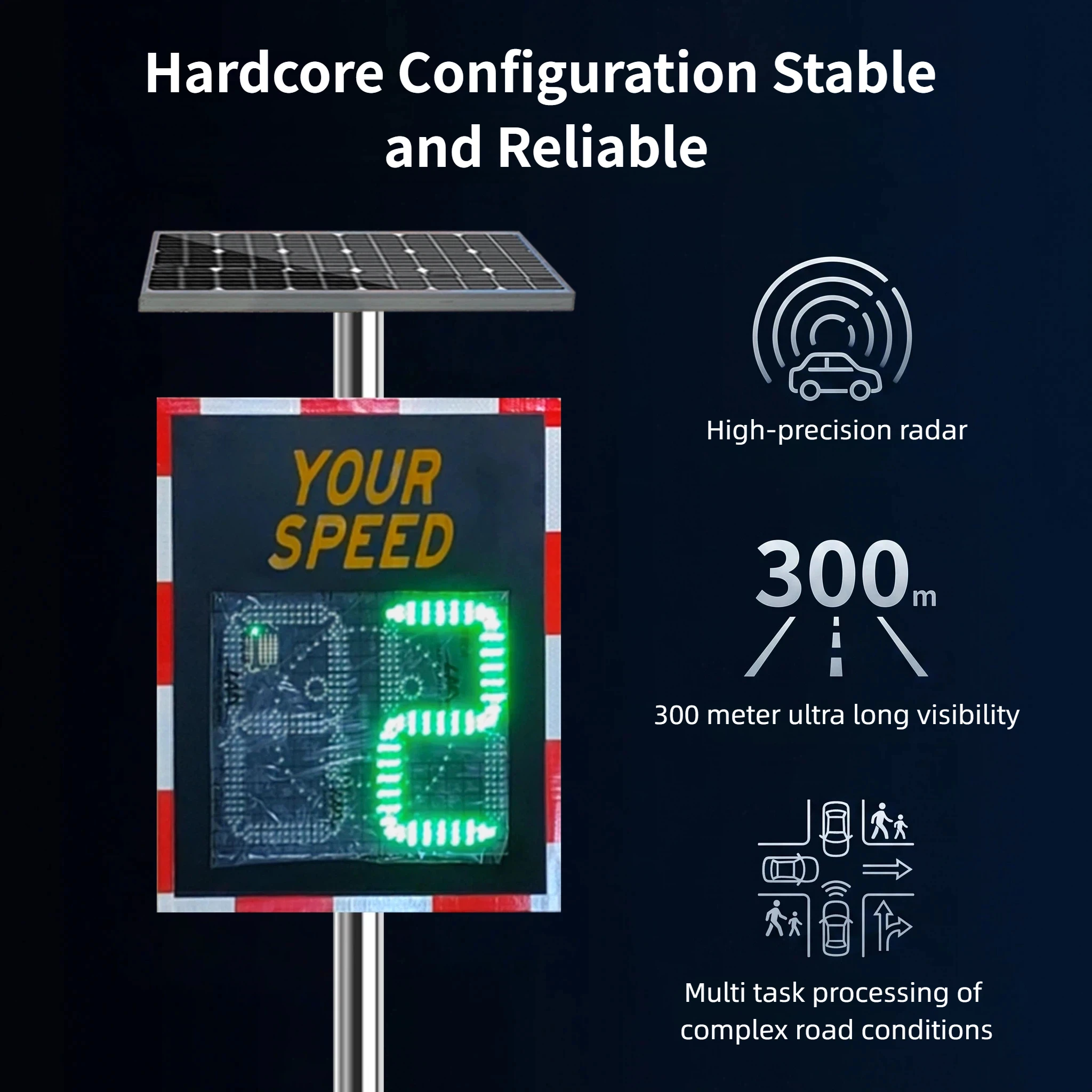 Factory Direct Radar Speed Display Sign LED Traffic Detector Solar Power Reflective Traffic Signs Fourth Grade Reflective Film