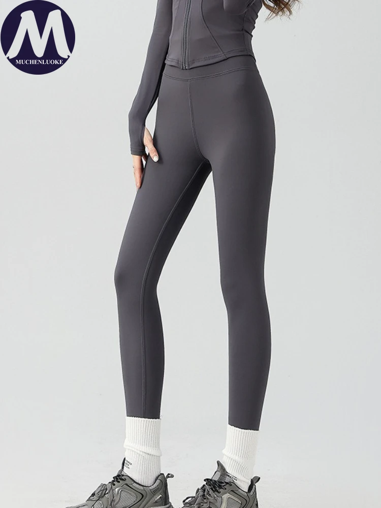 Leggings de terciopelo de cintura alta para mujer, moda coreana, ajustados, pantalones elegantes cálidos y gruesos para otoño e invierno