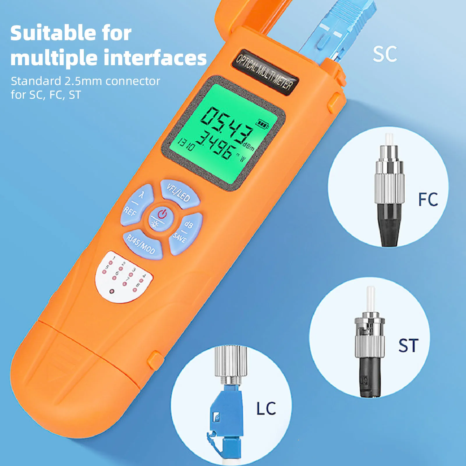 جهاز اختبار بصري -70-+10dBm 10 أطوال موجية محدد الأعطال البصرية أداة اختبار بصرية لقياس الطاقة الضوئية