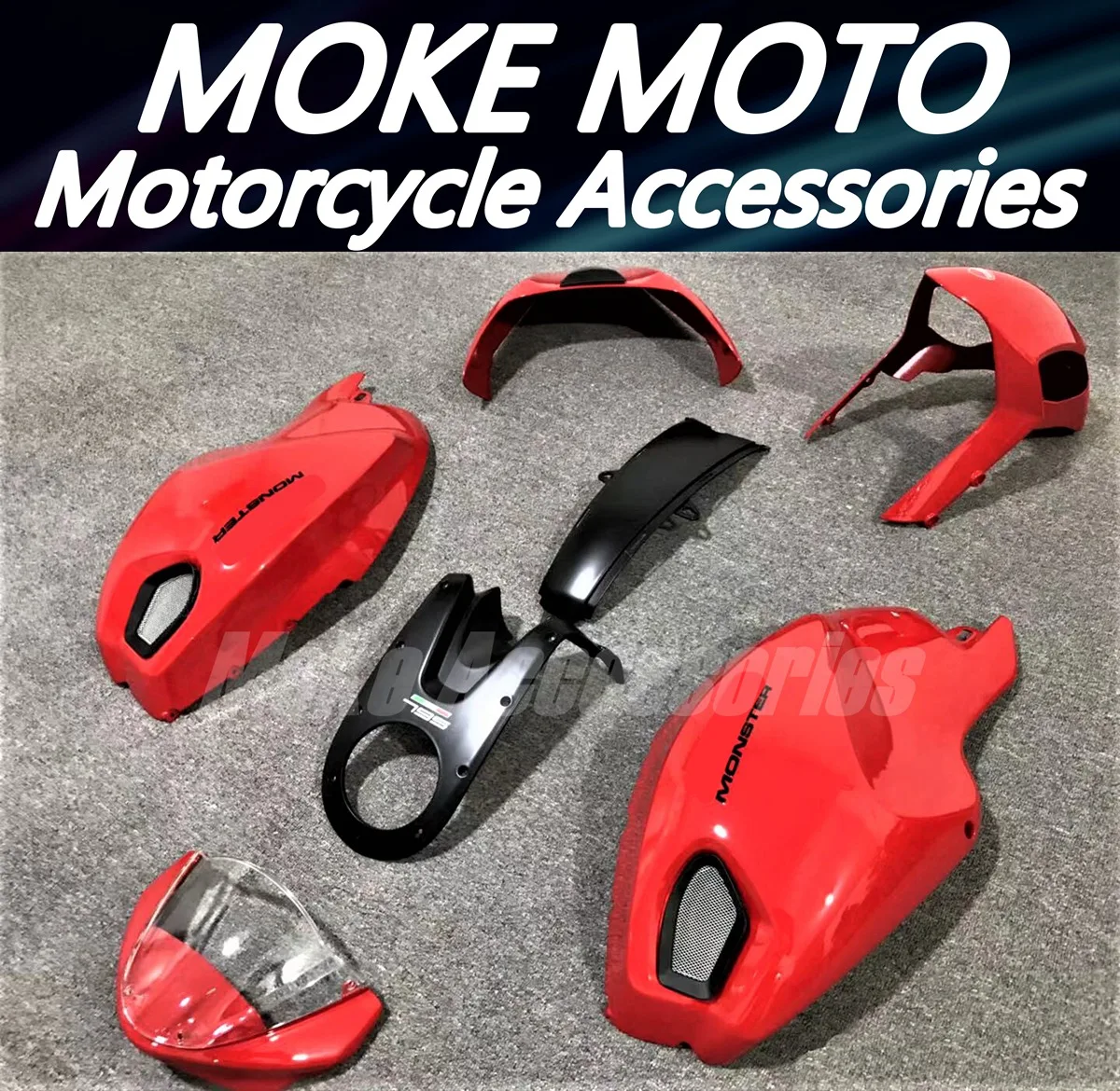 

Motorcycle Fairings Kit Fit For Monster 696/796/795/m1000/m1100 2009 2010 2011 Bodywork Set Red Abs Injection New