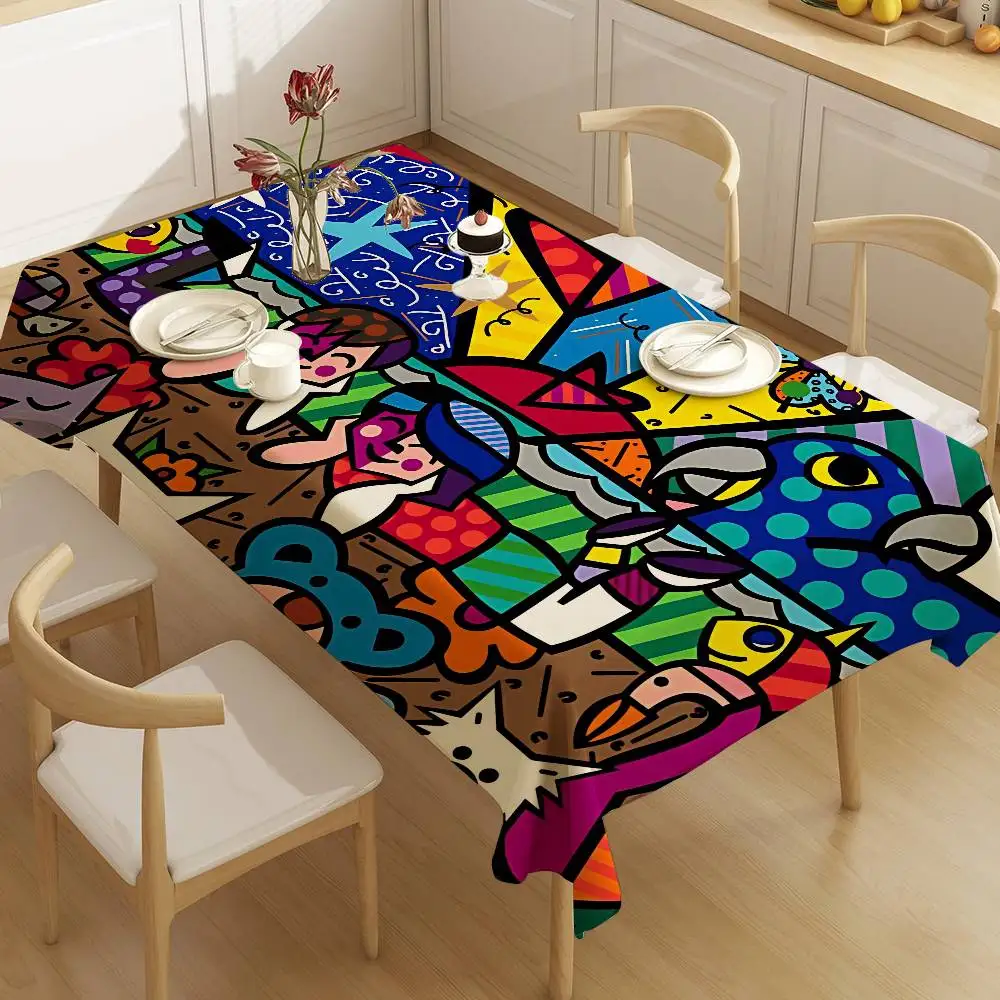 Artist R-Romero B-Britto Waterproof And Oil-proof Tablecloth Bedside Table Dustproof Decorative Cloth Living Coffee Tablecloth