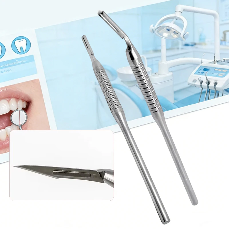 

Dental Scalpel Handle Stainless Steel Curved/Straight Applicable No.3 Handle for Dental Surgery Blade Handle Knife